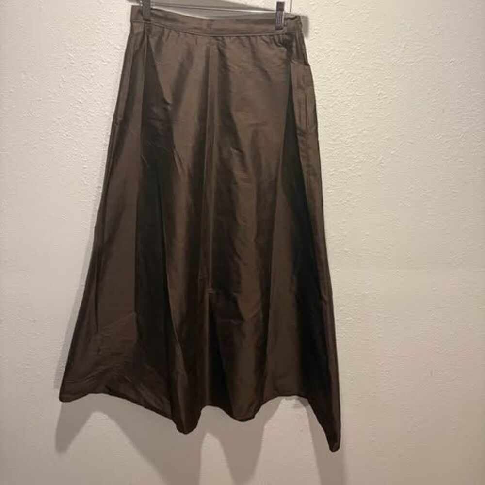 Kathleen Sommers Cocoa Brown Raw Silk Taffeta Maxi Skirt - Lagenlook Size M